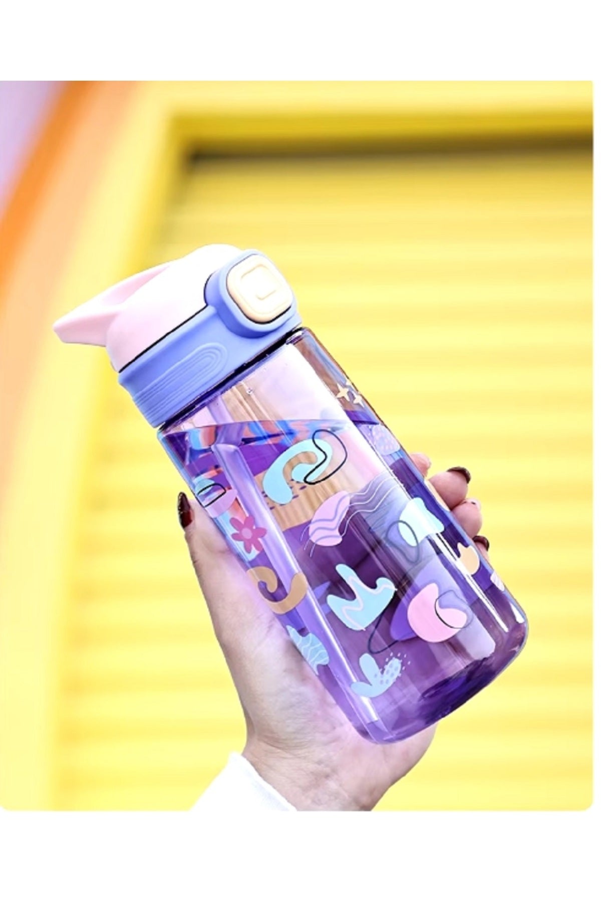 600ml Sevimli Karikatür Taşınabilir Çocuklar İçin Pipetli Matara&Suluk