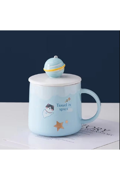 400ml Yaratıcı Seramik Kaşıklı Kupa Kapak Kahve Fincanı Orijinal Kahvaltı Bardak Dirinkware