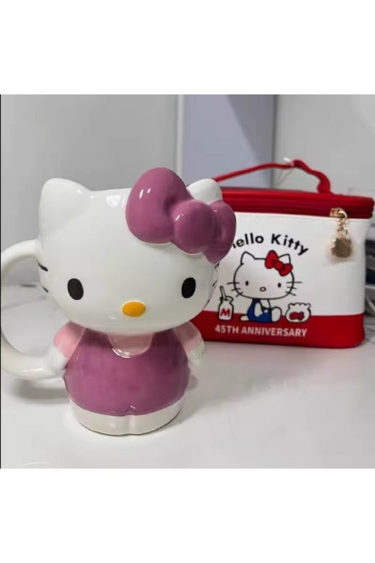 500ml Sanrio Hello Kitty Karikatür Sevimli Seramik Yüksek Görünüm Yaratıcı Büyük Kapasiteli Kupa