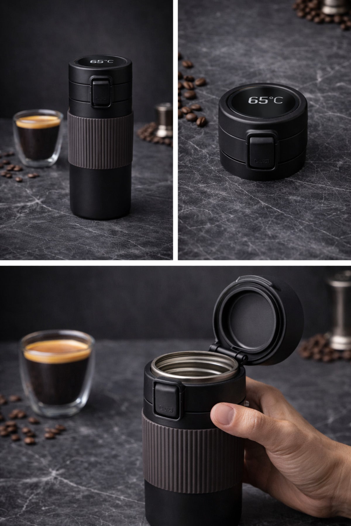 500 Ml Dijital Göstergeli Çelik Termos Mug Vakumlu Isı Yalıtımlı Sızdırmaz Kapak Bardak