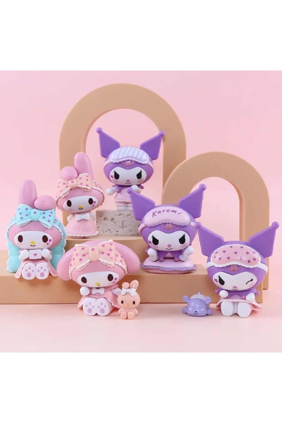 6/Takım Stilleri Kawaii Sanrio Anime Figürü Cinnamoroll Doll Bebek Çilek Aksiyon Figürleri