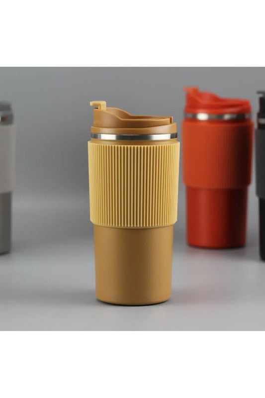 450ml Silikon Kol 304 Paslanmaz Çelik Termos Taşınabilir Coffe Cup