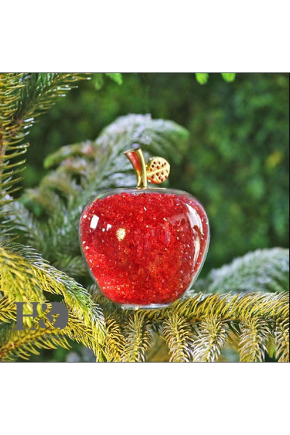 H&D Kırmızı Kristal Cam Elma Heykelcik Paperweight Rhinestones İle Ev Dekor Noel Dekorasyon