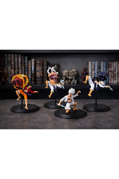 4'Lü One Piece Monkey D. Luffy Mini Aksiyon Figürü – Saldırı Pozları Serisi | 10×6,5 cm Anime Figür
