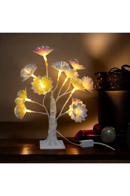 24LED Masa Lambası Gül Çiçek Ağacı USB Gece Işıkları Noel Dekorasyon Hediye Çocuk Odası Aydınlatma