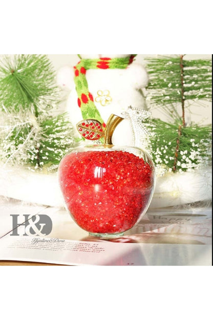 H&D Kırmızı Kristal Cam Elma Heykelcik Paperweight Rhinestones İle Ev Dekor Noel Dekorasyon