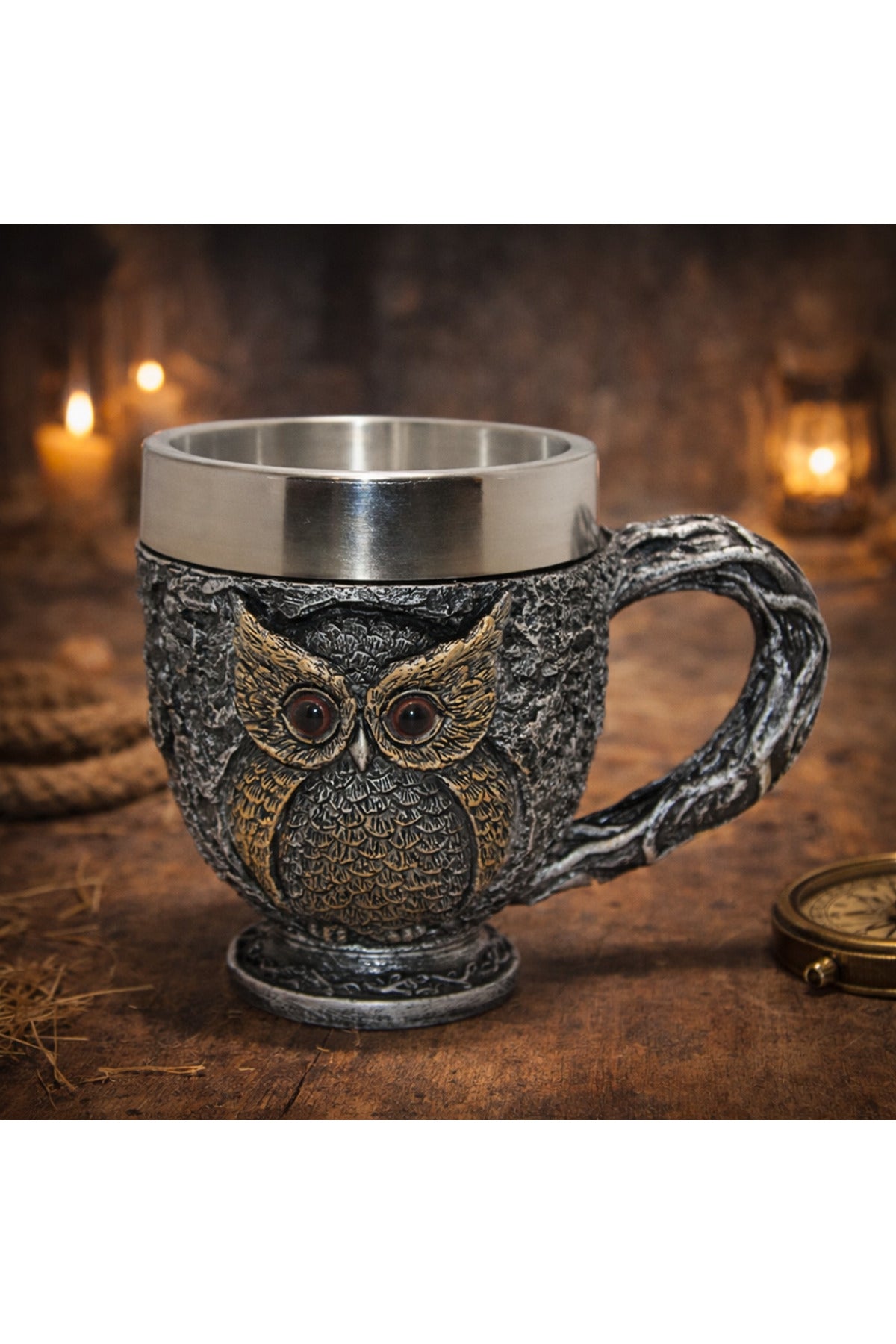 Şövalye Kabartmalı 3D Paslanmaz Çelik Kupa Bardak Alk4477 – Dekoratif Koleksiyon Kahve Çay Kupası
