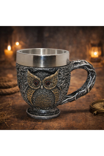 Şövalye Kabartmalı 3D Paslanmaz Çelik Kupa Bardak Alk4477 – Dekoratif Koleksiyon Kahve Çay Kupası