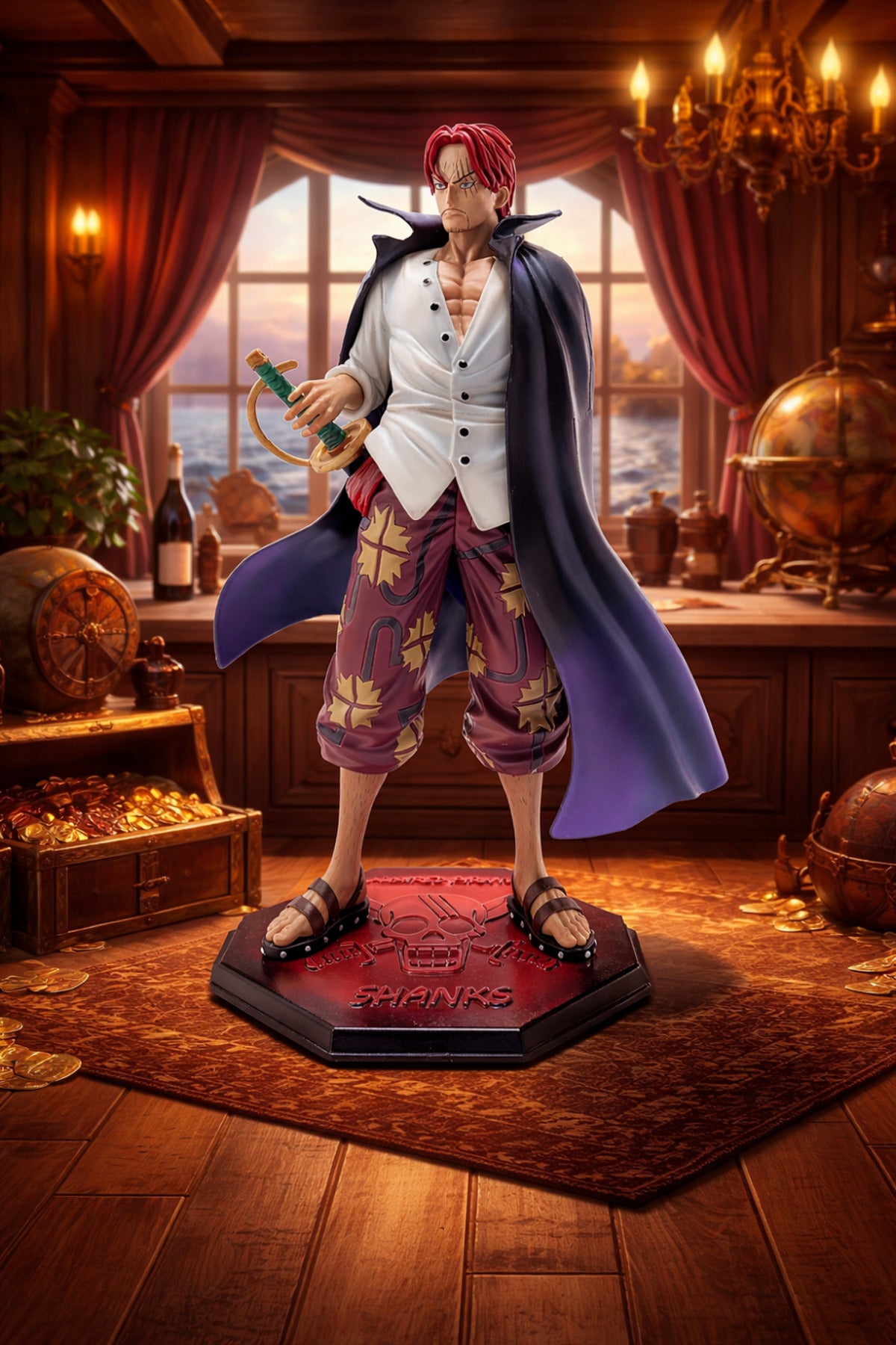 One Piece Shanks Figürü – 25 cm Dekoratif Koleksiyon Biblosu