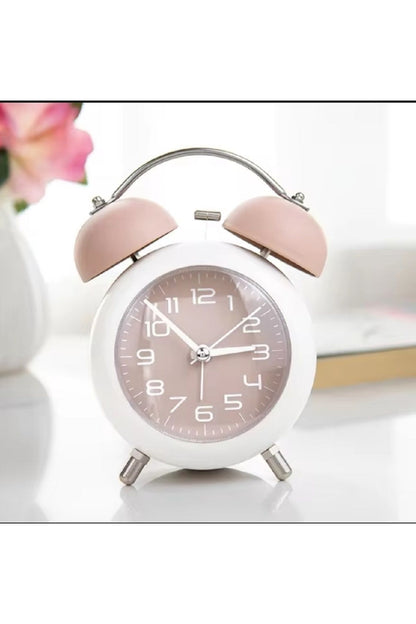 Güçlü Uyandırma Çalar Saat Minimalist Yaratıcı Öğrenci Çocuk Mekanik Metal Çan Dilsiz Gece Lambası