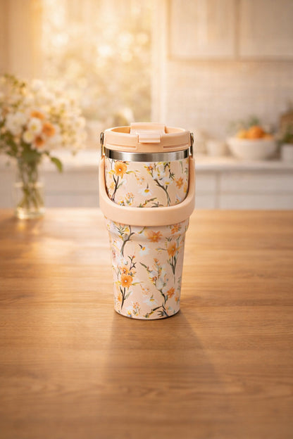700 Ml Taşıma Kulplu Çelik Termos Mug Vakumlu Isı Yalıtımlı Sızdırmaz Şık Bardak