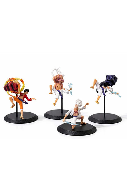 4'Lü One Piece Monkey D. Luffy Mini Aksiyon Figürü – Saldırı Pozları Serisi | 10×6,5 cm Anime Figür