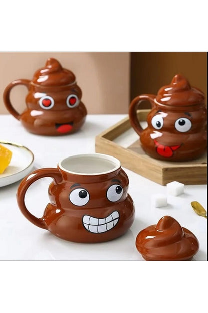 450ml Karikatür Gülümse Poop Kupa Çay Kahve Kupası Komik Mizah Hediye 3D Kupalar Handgrip Drinkware
