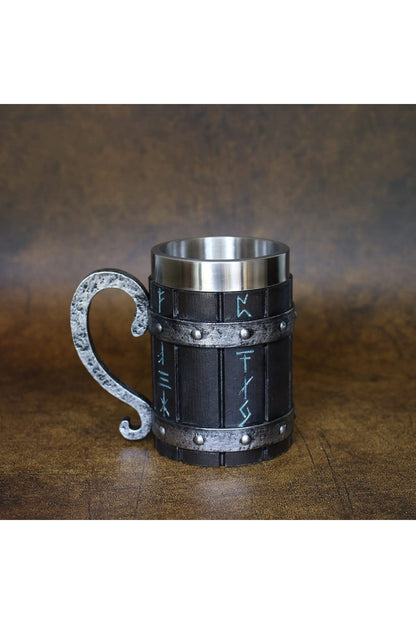 Viking Vintage 600ml Varil Paslanmaz Çelik Kabartmalı Kupa Bardak