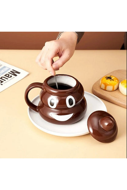 450ml Karikatür Gülümse Poop Kupa Çay Kahve Kupası Komik Mizah Hediye 3D Kupalar Handgrip Drinkware