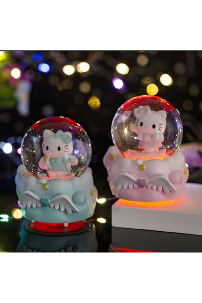 4'lü Sevimli Hello Kitty Pochacco Mini Aydınlık Kristal Top Sanrio Çocuk Kar Küresi