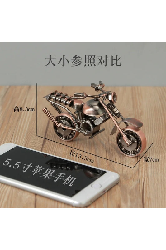 El Yapımı Motosiklet Modeli Prop Retro Motor Heykelcik Demir Dekorasyon