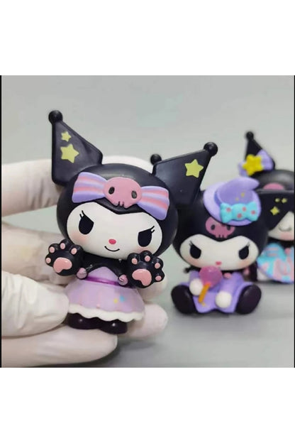 6/Takım Sanrio Anime Figürü 7Cm Childrens Kuromi Sevimli Koleksiyon Kawaii