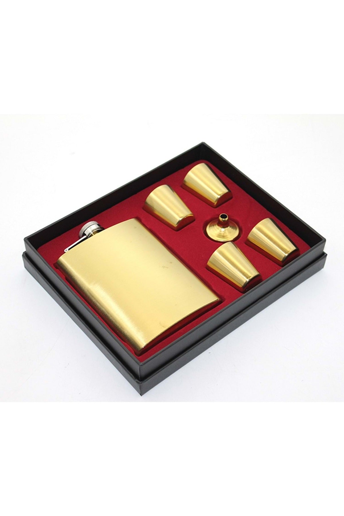 Gold Kaplama 8 Oz Şarap Seti Paslanmaz Çelik Votka Cep Şişesi Açık Rus Taşınabilir Heupfle