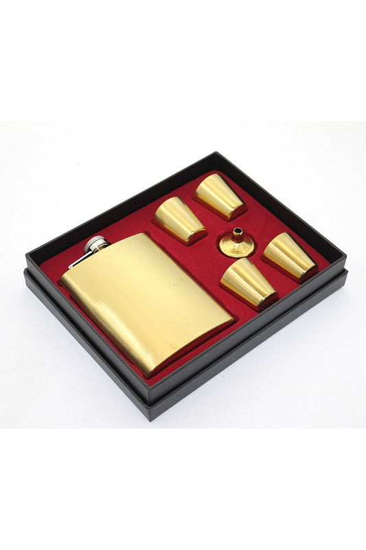 Gold Kaplama 8 Oz Şarap Seti Paslanmaz Çelik Votka Cep Şişesi Açık Rus Taşınabilir Heupfle