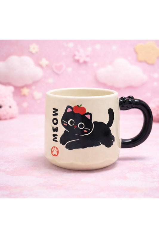 Sevimli Kedi Baskılı Seramik Kupa Bardak Kahve Fincanı Kawaii Tasarım Hediyelik Ofis