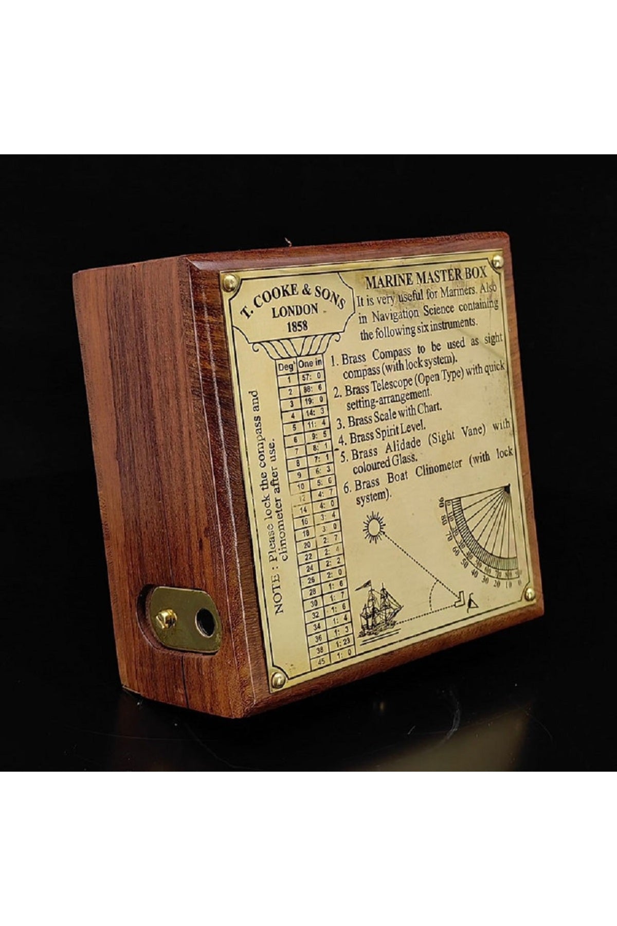 T.cooke & Sons London 1858 Ahşap Kutulu Pirinç Pusula