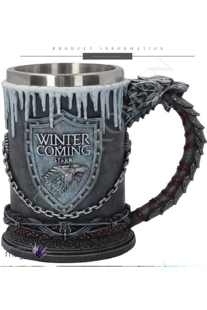 400ml Paslanmaz Çelik Winter İs Coming Kabartmalı Kupa Bardak Seti