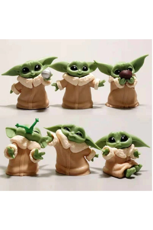 6 Adet/takım Disney Bebek Yoda Hareketli Oyuncak Bebekler Anime 5-6cm Star Wars Kawai Mini Dekor