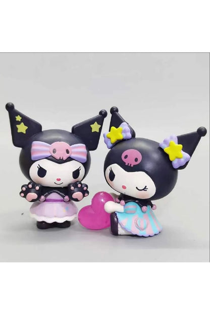 6/Takım Sanrio Anime Figürü 7Cm Childrens Kuromi Sevimli Koleksiyon Kawaii