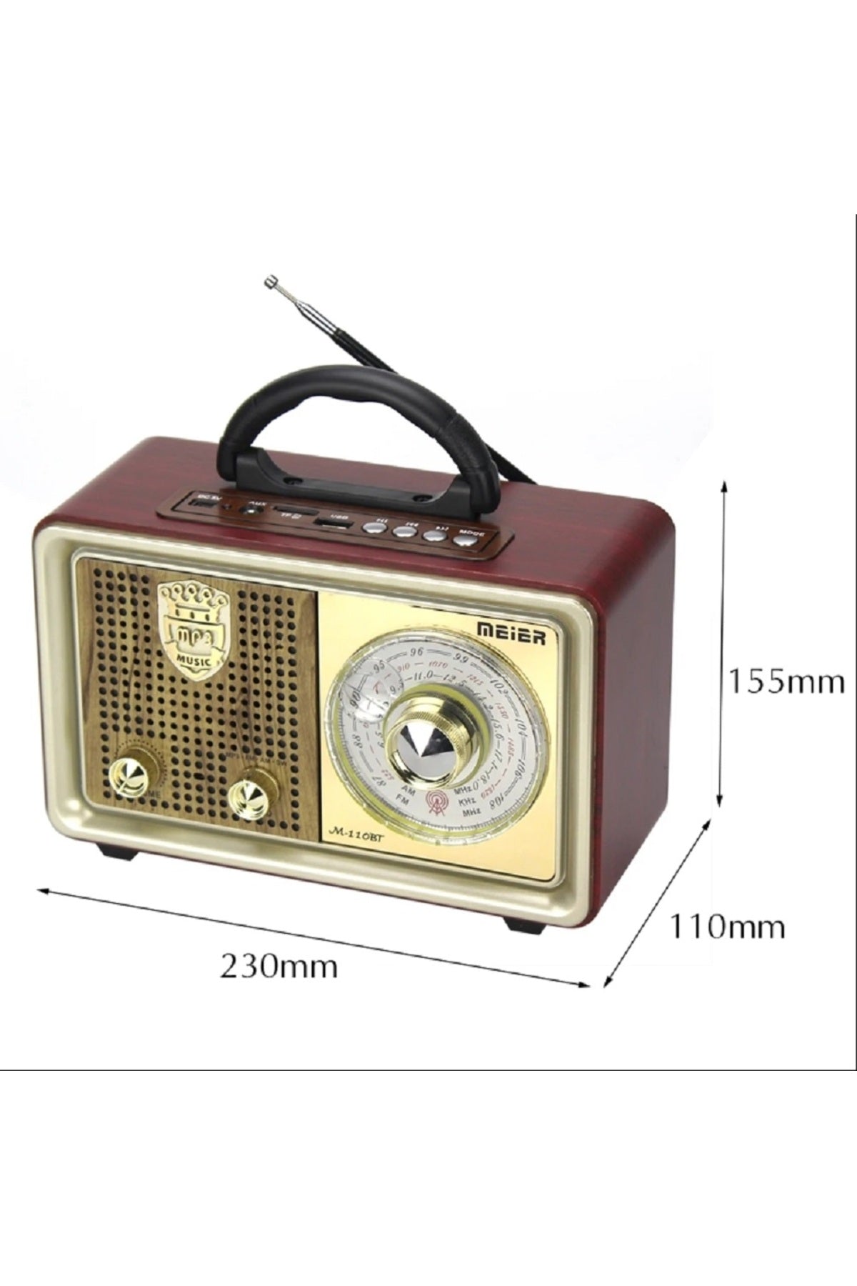 Kablosuz Taşınabilir Hoparlör Ahşap Retro Bluetooth Hoparlör Uzaktan Kumanda 3 Bant Radyo Desteği