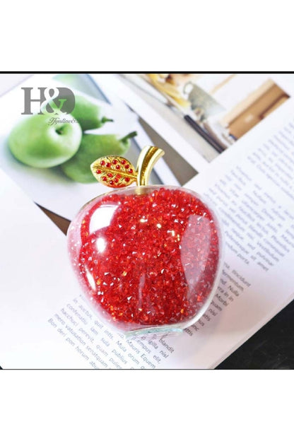 H&D Kırmızı Kristal Cam Elma Heykelcik Paperweight Rhinestones İle Ev Dekor Noel Dekorasyon