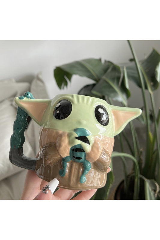 400ml Sevimli Karikatür Seramik Baby Yoda Kupa Bardak