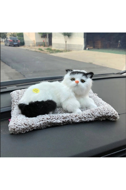 Simülasyon Kedi Peluş Oyuncak Aktif Karbon Gerçekçi Kedi Bambu Kömür Arıtma Gerçek Hayat Peluş