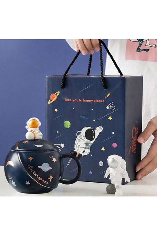 Avrupa Seramik Kupa Sevimli Astronot Dekoratif Ofis Kahve Fincanı Kahvaltı Masaüstü Kupa Bardak