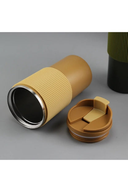 450ml Silikon Kol 304 Paslanmaz Çelik Termos Taşınabilir Coffe Cup