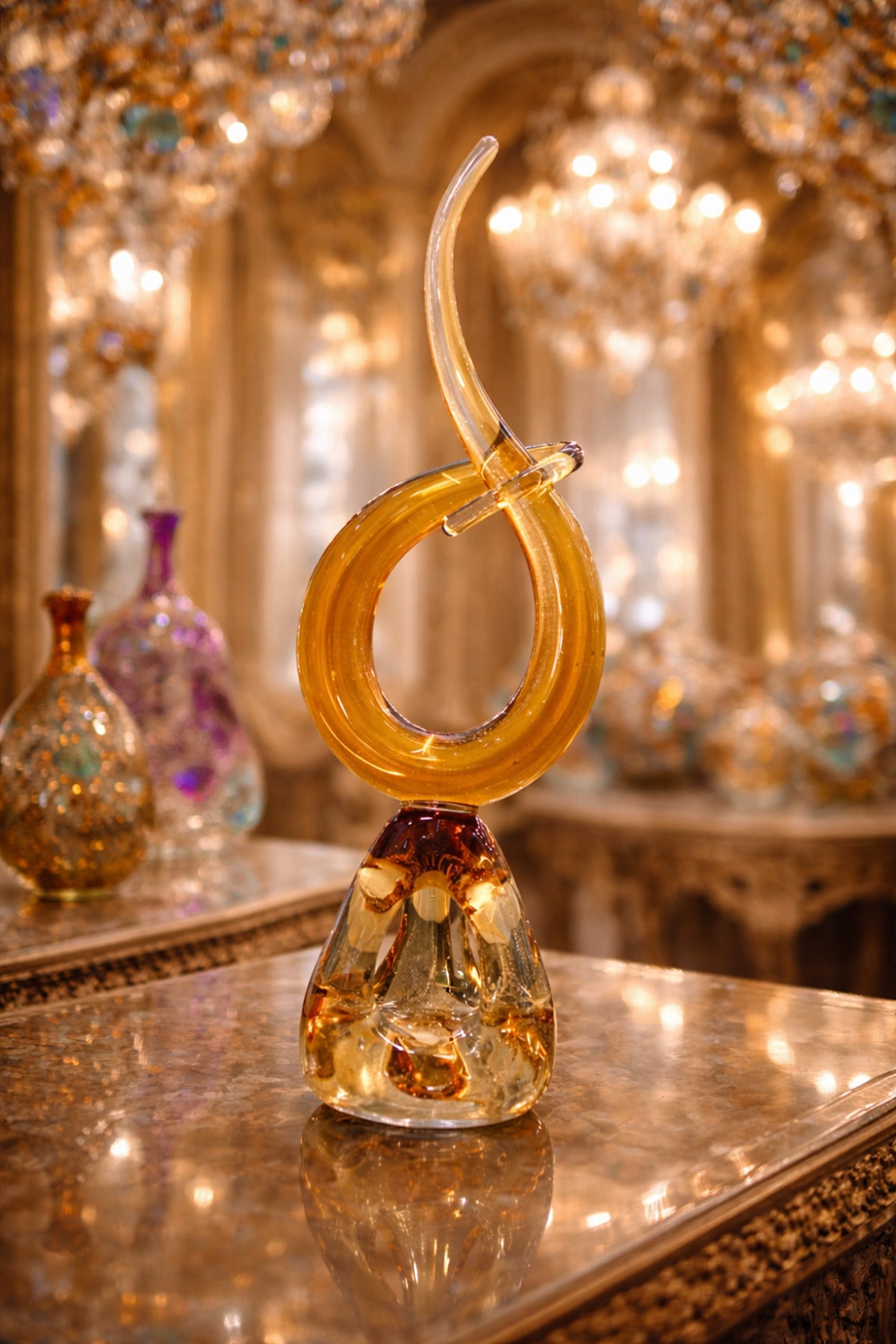 Murano Cam Modern Spiral Dekoratif Obje – El Yapımı Sanat Eseri