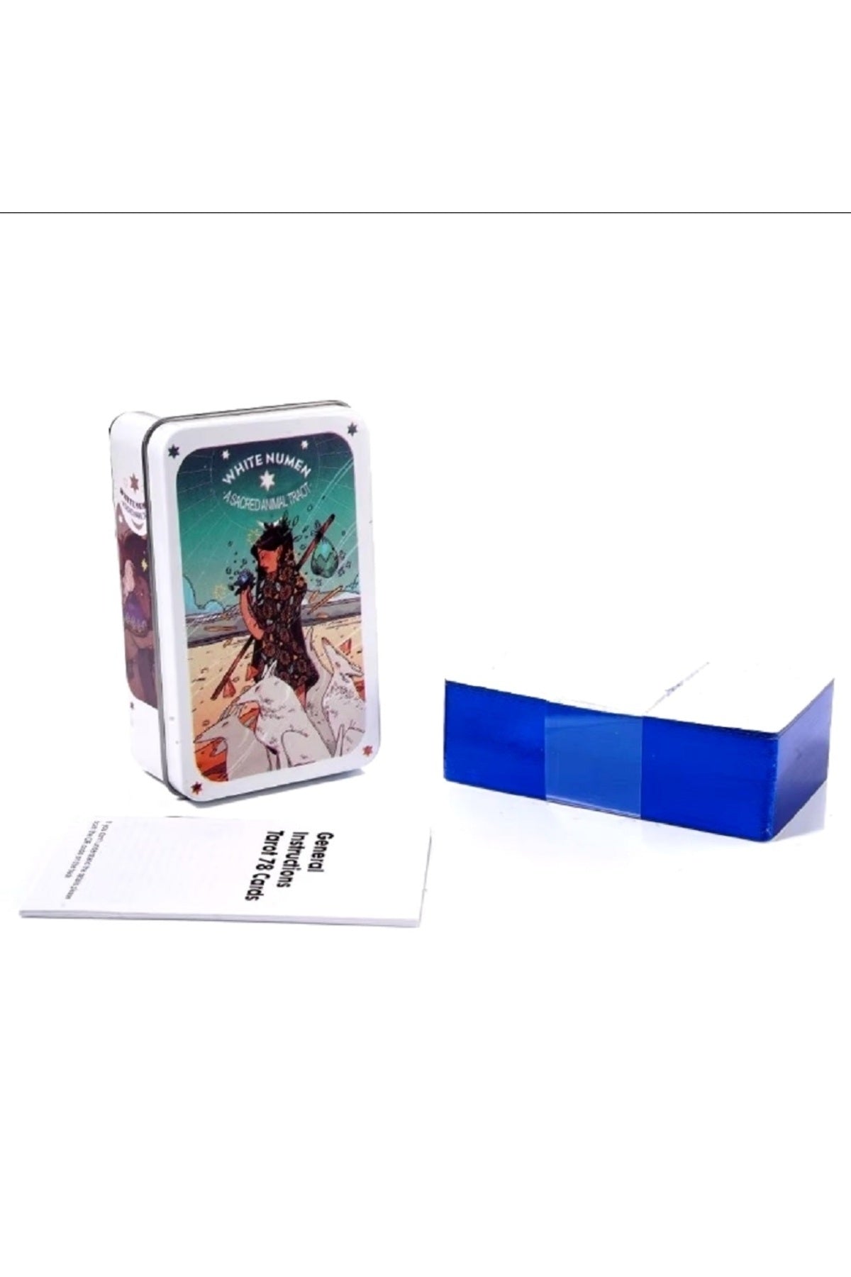 Beyaz Numen Tarot Teneke Metal Kutu İçinde Kutsal Hayvan PDF Kılavuzu kitap Divination kader 78 Adet