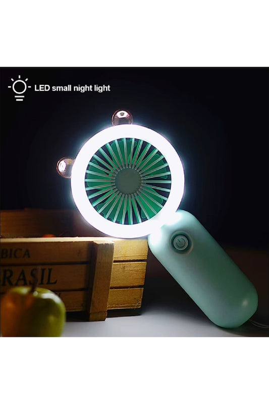 El Mini Fan USB Şarj Edilebilir Soğutma Fanları Sevimli Taşınabilir Gece Lambası