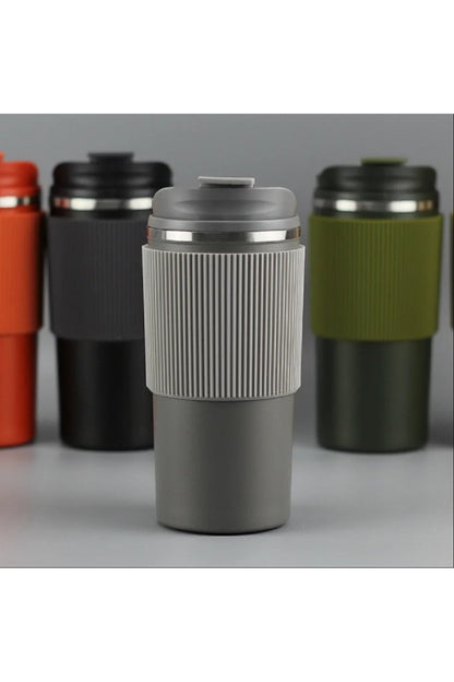 450ml Silikon Kol 304 Paslanmaz Çelik Termos Taşınabilir Coffe Cup