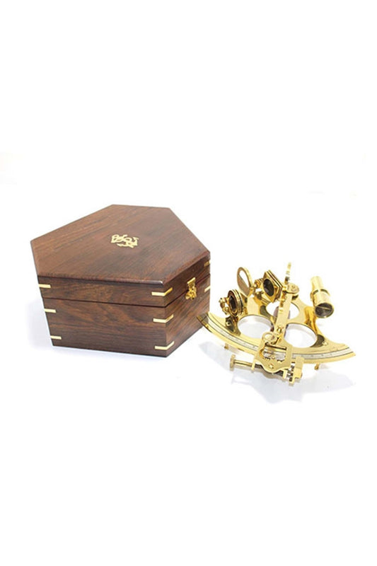 Stanley London 1890 Ahşap Kutulu Pirinç Sextant / Opitk Seyir Cihazı