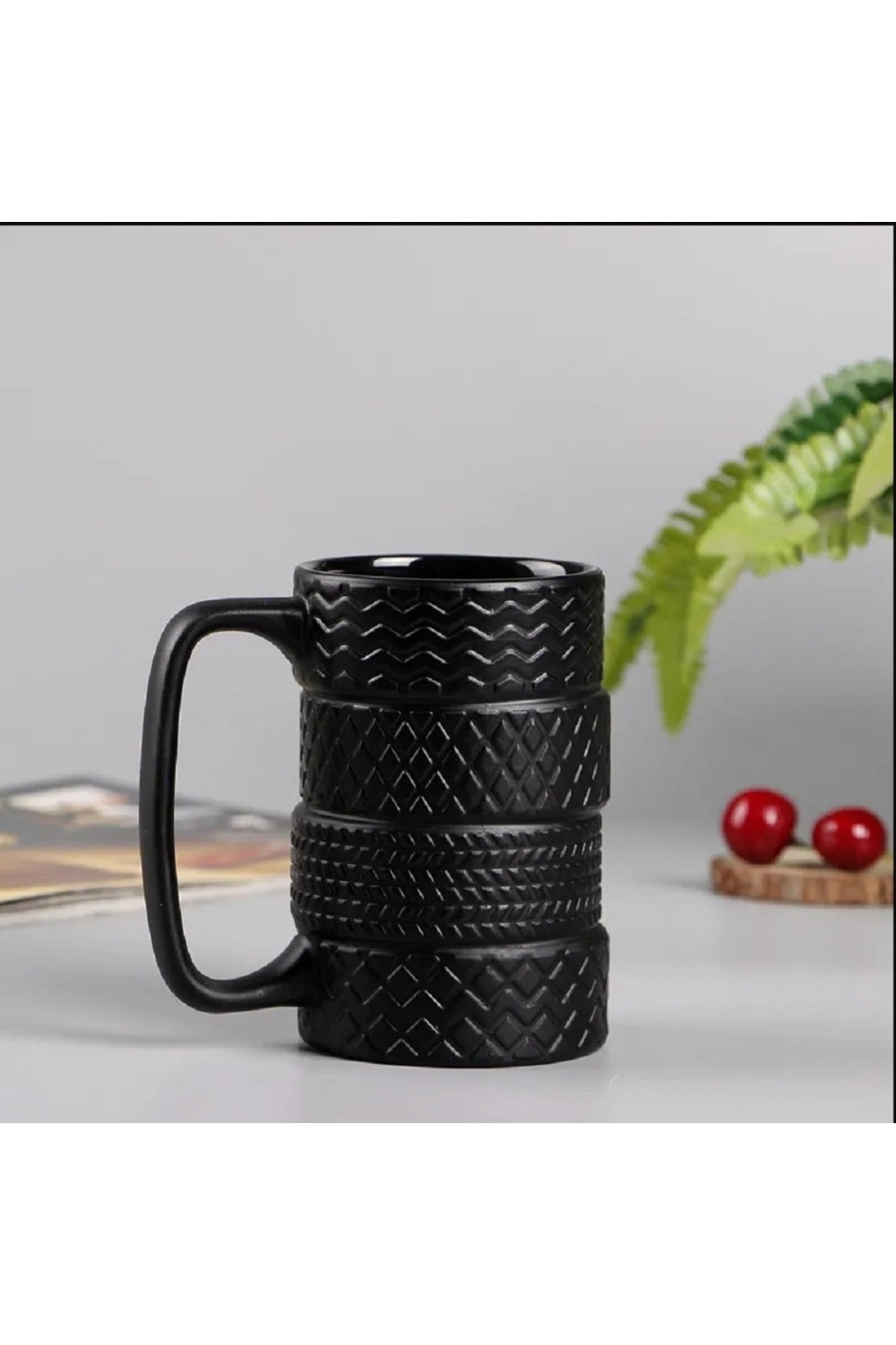 450ml Seramik Lastik Tasarımlı Kabartmalı Kupa Bardak