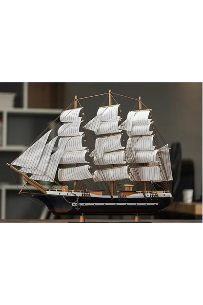Büyük Ahşap Yelkenli Modeli Zanaat Tekne 3D Gemi Akdeniz Ev Dekorasyon Mobilya