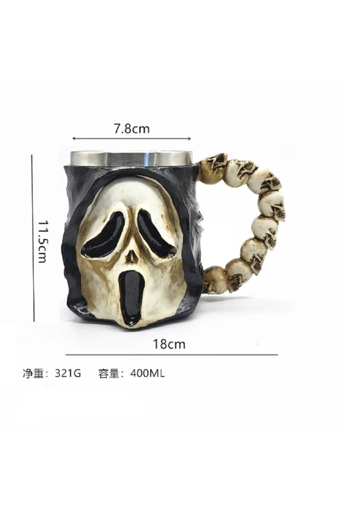 400ml 3D Korku Grimace Scream Bira Kupası Cadılar Bayramı Paslanmaz Çelik Kupa Meşrubat Bardağı