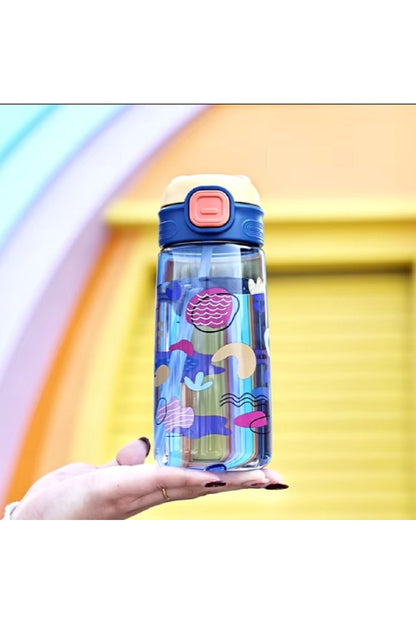 600ml Sevimli Karikatür Taşınabilir Çocuklar İçin Pipetli Matara&Suluk