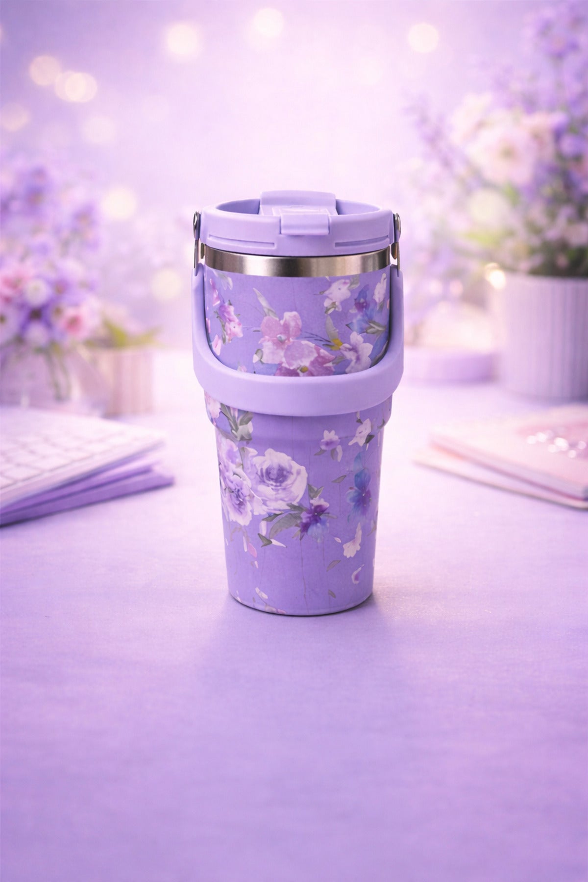700 Ml Taşıma Kulplu Çelik Termos Mug Vakumlu Isı Yalıtımlı Sızdırmaz Şık Bardak