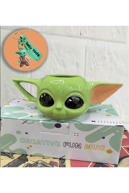 300ml Sevimli 3d Baby Yoda Seramik Özel Kupa Bardak Baby Anahtarlık Hediye