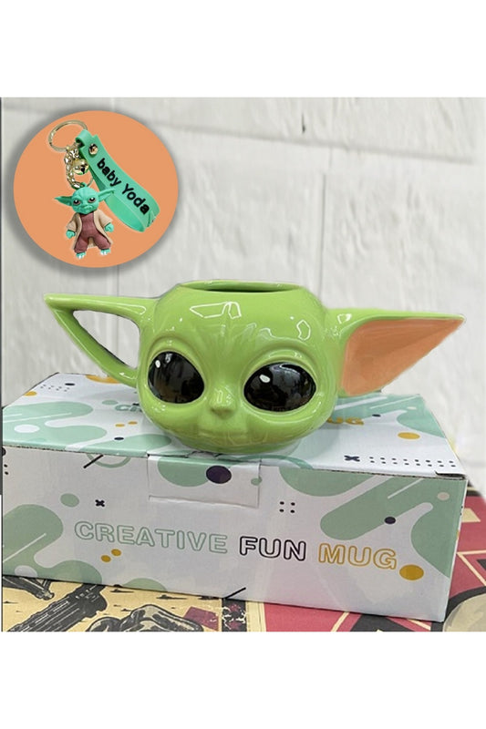 300ml Sevimli 3d Baby Yoda Seramik Özel Kupa Bardak Baby Anahtarlık Hediye