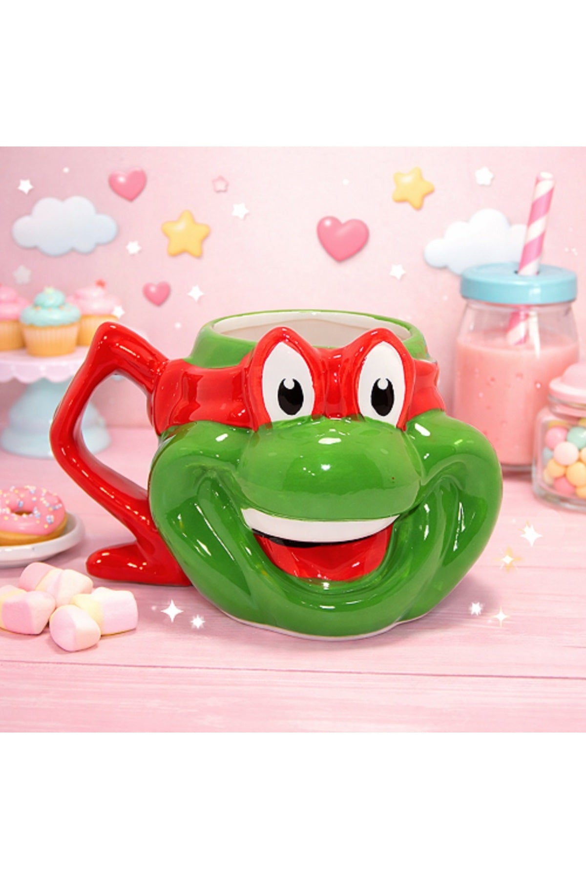 500 ml 3D Kaplumbağa Tasarımlı Seramik Kupa Bardak Kawaii Tasarım Dekoratif Kahve ve Çay Kupası