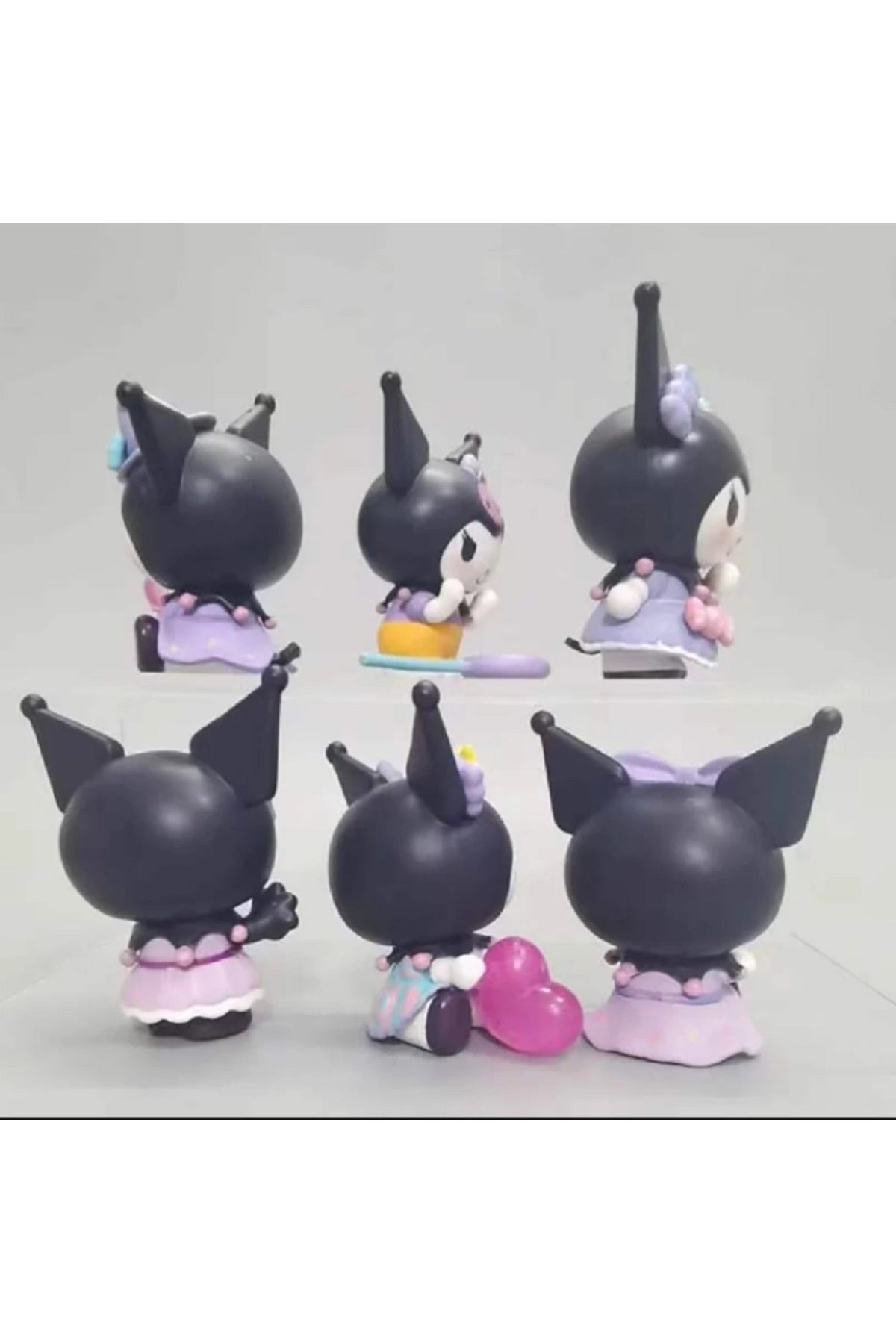 6/Takım Sanrio Anime Figürü 7Cm Childrens Kuromi Sevimli Koleksiyon Kawaii
