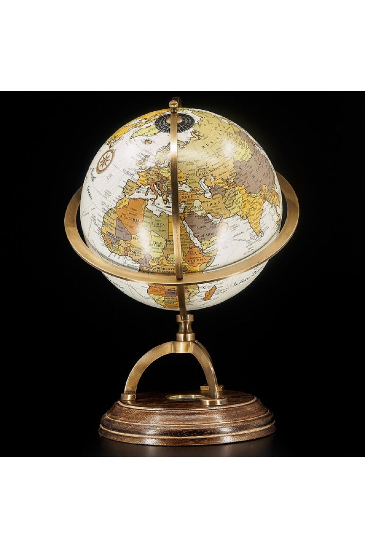 Özel Tasarım Viktoryen Dönem Pusulalı Pirinç İşleme Büyük Boy Retro Dünya Küre